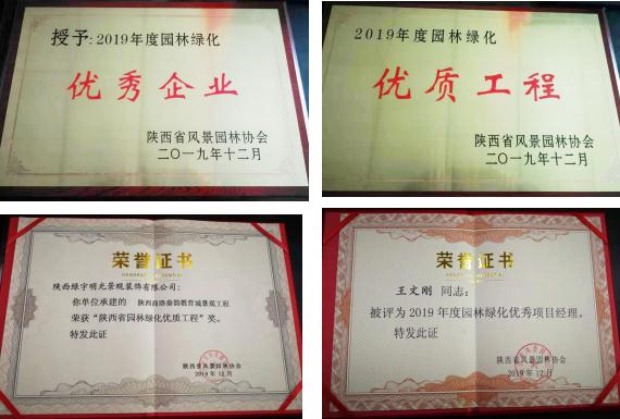 喜訊！綠宇公司榮獲省級“2019年度園林綠化優秀企業”等三項榮譽