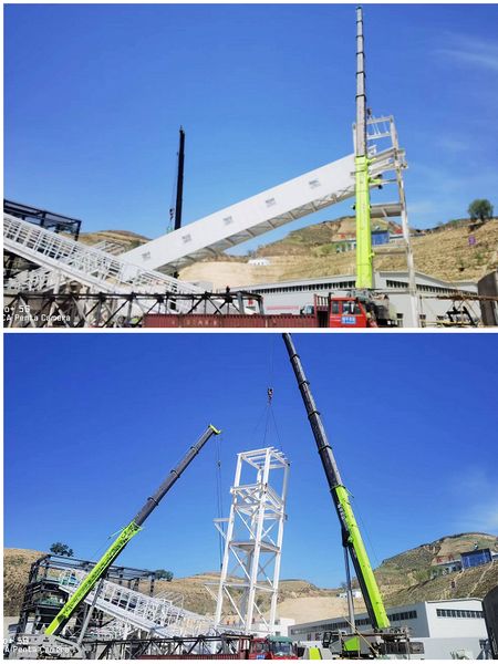 陜煤建設天工公司安裝三部承建的儲煤場 帶式輸送機棧橋吊裝成功