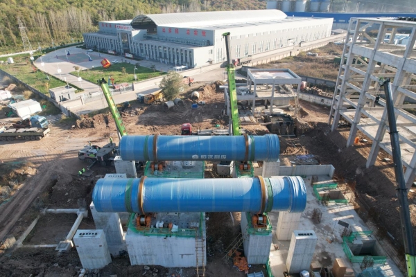 陜煤建設機電安裝公司煤矸石制陶粒項目回轉窯吊裝安全完成